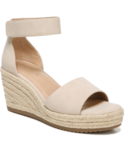 Shop Soul Naturalizer Oakley Ankle Strap Wedge Sandals Women's Shoes In Tan/beige