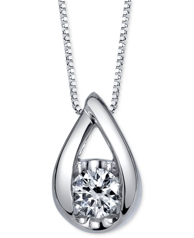 Shop Sirena Diamond Teardrop Pendant Necklace (1/5 Ct. T.w.) In 14k White Gold Or Rose Gold
