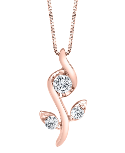 Shop Sirena 1/0 Ct. T.w.diamond Rose Pendant In 14k White, Yellow Or Rose Gold In Pink