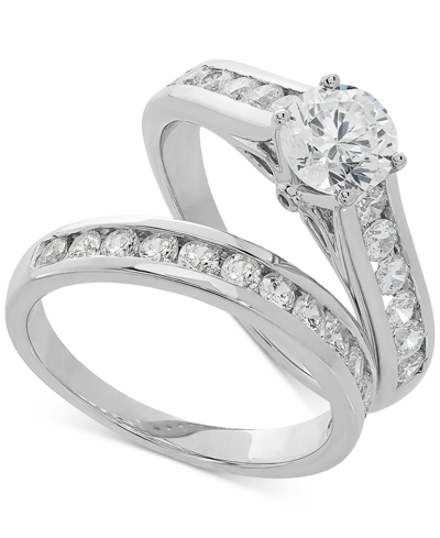 Shop Grown With Love Igi Certified Lab Grown Diamond Channel-set Bridal Set (2 Ct. T.w.) In 14k White Gold