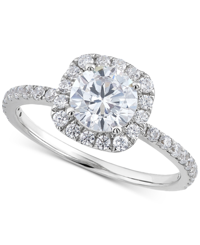 Shop Grown With Love Igi Certified Lab Grown Diamond Halo Engagement Ring (1-1/2 Ct. T.w.) In 14k White Gold