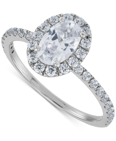 Shop Grown With Love Igi Certified Lab Grown Diamond Oval-cut Halo Engagement Ring (1-1/2 Ct. T.w.) In 14k White Gold