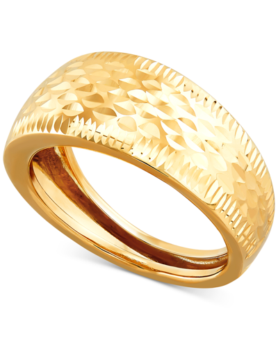 Shop Italian Gold Polished Diamond Cut Dome Ring In 10k Yellow Gold