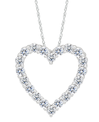 Shop Grown With Love Lab Grown Diamond Open Heart Pendant Necklace (1/2 Ct. T.w.) In 14k White Gold, 16" + 2" Extender