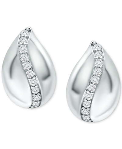 Shop Giani Bernini Cubic Zirconia Teardrop Huggie Hoop Earrings, Created For Macy's In Silver