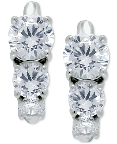Shop Giani Bernini Cubic Zirconia Graduated Small Huggie Hoop Earrings, 0.625", Created For Macy's In Silver