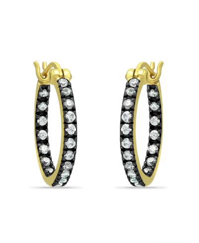 Shop Giani Bernini 18mm Cubic Zirconia With Black Rhodium Round Inside Outside Hoop Earringss, 18k Gold Over Silver In Yellow
