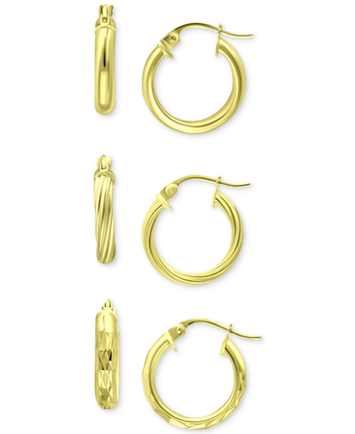 Shop Giani Bernini 3-pc. Set Small Hoop Earrings In Sterling Silver, 0.625", Created For Macy's In Gold