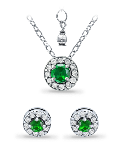Giani Bernini Created Green Quartz And Cubic Zirconia Halo Pendant And Earring Set, 3 Piece In Green