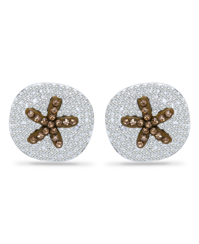 Shop Giani Bernini Crystal Sand Dollar Sterling Silver Stud Earrings In Gray