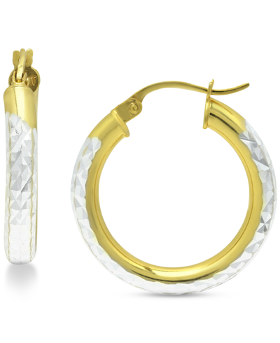 Shop Giani Bernini Small Two-tone Textured Hoop Earrings In Sterling Silver & 18k Gold-plate, 3/4", Created For Macy's