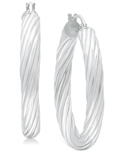 Shop Giani Bernini Medium Rounded Twist Hoop Earrings In Sterling Silver, 1.1", Created For Macy's