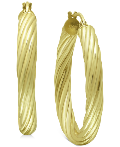 Shop Giani Bernini Medium Twist Tube Hoop Earrings In 18k Gold-plated Sterling Silver, 1.1", Created For Macy's