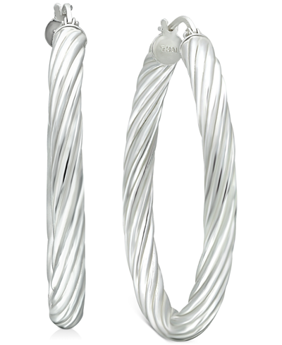 Shop Giani Bernini Medium Twisted Tube Hoop Earrings In Sterling Silver, 1.57", Created For Macy's