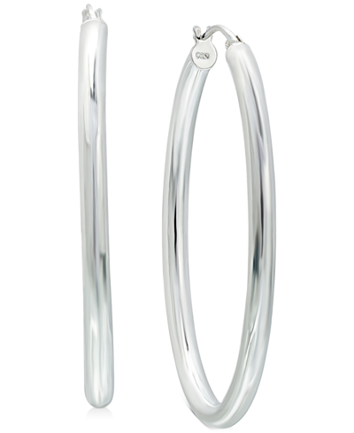 Shop Giani Bernini Medium Polished Tube Hoop Earrings In Sterling Silver, 1.1", Created For Macy's