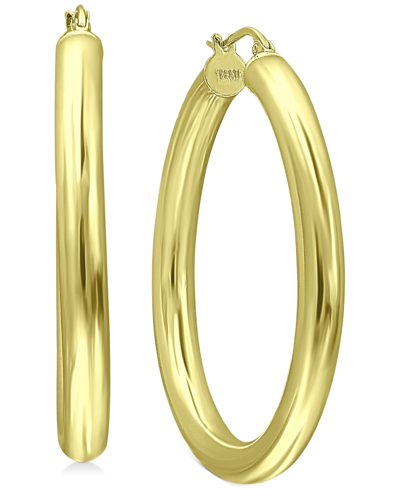 Shop Giani Bernini Medium Polished Tube Hoop Earrings In 18k Gold-plated Sterling Silver, 1.57", Created For Macy's