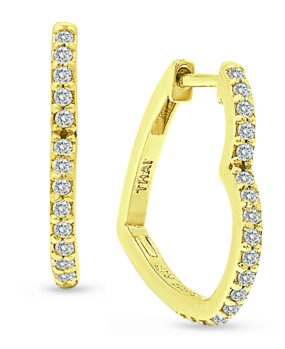 Shop Giani Bernini Cubic Zirconia Small Heart Hoop Earrings In 18k Gold-plated Sterling Silver, Created For Macy's