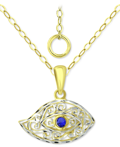 Shop Giani Bernini Lab-created Blue Sapphire Evil Eye Filigree Pendant Necklace, 16" + 2" Extender, Created For Macy's