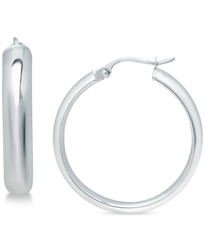 Shop Giani Bernini Medium Polished Hoop Earrings In Sterling Silver, 35mm, Created For Macy's