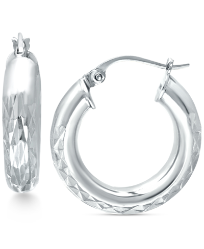 Shop Giani Bernini Small Embellished Hoop Earrings In Sterling Silver, 25mm, Created For Macy's