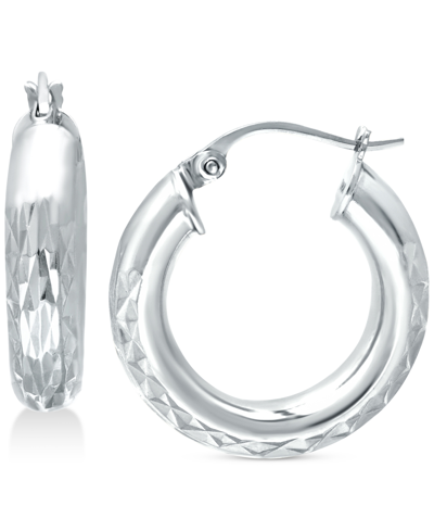 Shop Giani Bernini Small Embellished Hoop Earrings In Sterling Silver, 20mm, Created For Macy's