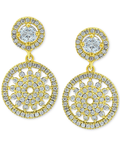 Shop Giani Bernini Cubic Zirconia Medallion Drop Earrings, Created For Macy's In Gold