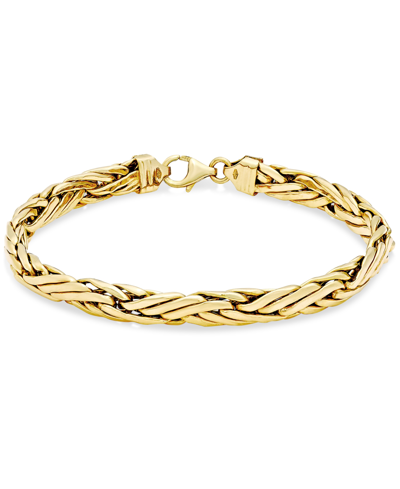 Shop Italian Gold Woven Link Chain Bracelet In 14k Gold