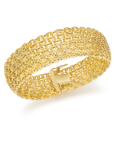 Shop Italian Gold Wide Mesh Link & Chain Bracelet In 14k Gold