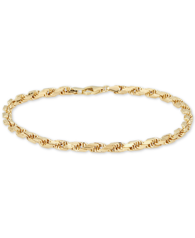 Shop Italian Gold Diamond Cut Rope Chain Bracelet (4mm) In 14k Gold, Made In Italy