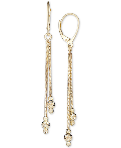 Shop Italian Gold Beaded Drop Earrings In 14k Gold