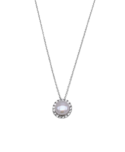 Shop Adornia Floating Freshwater Pearl Halo Necklace In Silver