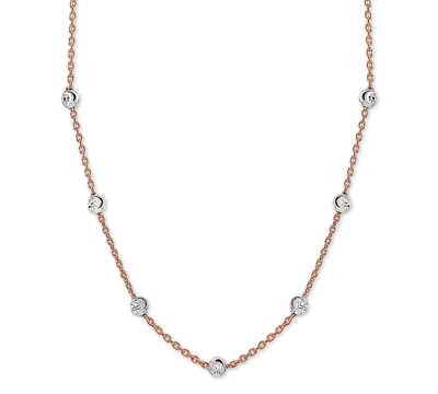 Shop Giani Bernini Beaded Station Chain Necklace In 18k Gold-plated Silver, Or 18k Rose Gold-plated Silver Or Sterling  In Pink