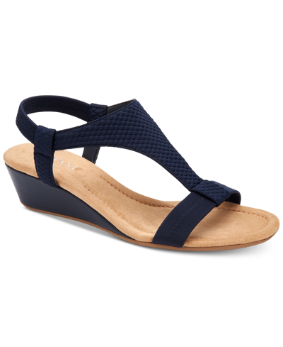 Shop Alfani Women's Step 'n Flex Vacanzaa Wedge Sandals, Created For Macy's Women's Shoes In Blue