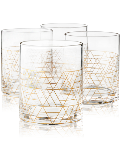 Shop Hotel Collection Gold Decal Double Old-fashioned Glasses, Set Of 4, Created For Macy's In White