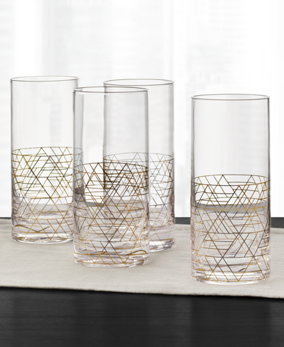 Shop Hotel Collection Gold Decal Highball Glasses, Set Of 4, Created For Macy's In White