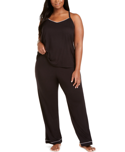 Alfani Plus Size Knit Tank Top Pajama Set, Created For Macy's In Black |  ModeSens