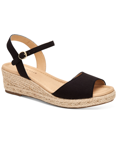 Shop Charter Club Luchia Platform Wedge Sandals, Created For Macy's Women's Shoes In Black