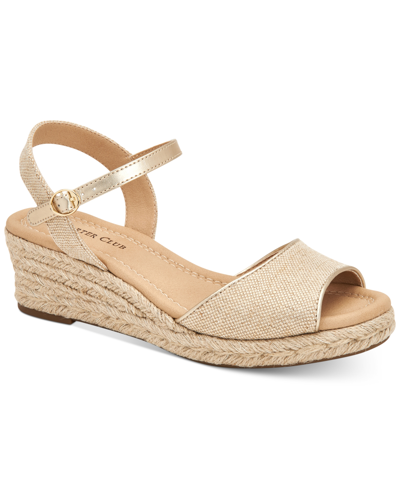 Shop Charter Club Luchia Platform Wedge Sandals, Created For Macy's Women's Shoes In Tan/beige