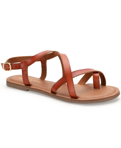 Shop Sun + Stone Roxxie Asymetrical Flat Sandals, Created For Macy's Women's Shoes In Brown