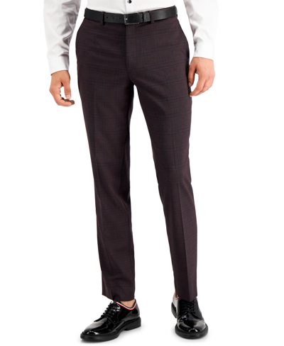 Shop Inc International Concepts Men's Slim-fit Purple Plaid Suit Pants, Created For Macy's