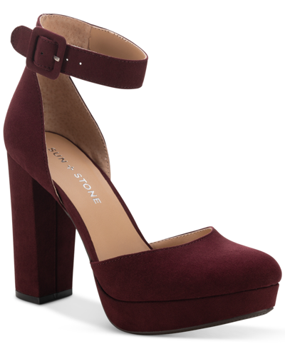 Shop Sun + Stone Estrella Block-heel Pumps, Created For Macy's Women's Shoes In Purple