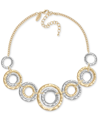 Shop Style & Co Two-tone Hammered Link Statement Necklace, 18" + 3" Extender, Created For Macy's In Yellow