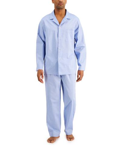 Shop Club Room Men's 2-pc. Solid Oxford Pajama Set, Created For Macy's In Blue