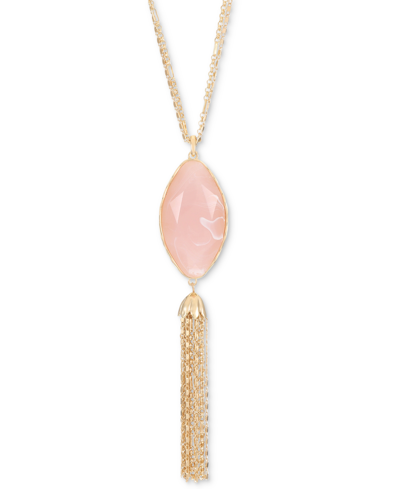 Shop Style & Co Stone & Chain Tassel Long Lariat Necklace, 32" + 3" Extender, Created For Macy's In Pink