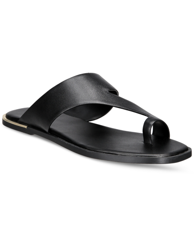 Shop Alfani Women's Freddee Toe-ring Flat Sandals, Created For Macy's Women's Shoes In Black