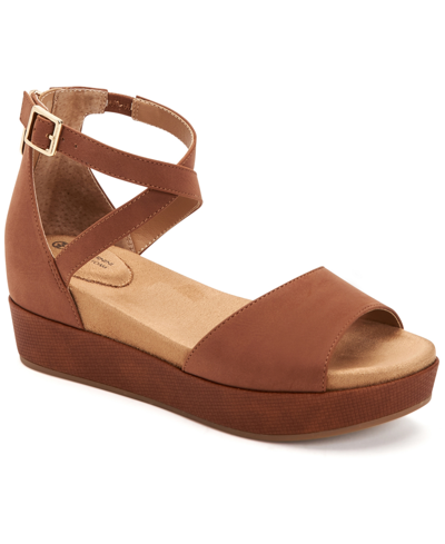 Shop Giani Bernini Ellenaa Wedge Sandals, Created For Macy's Women's Shoes In Brown