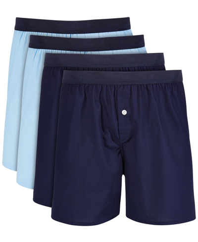 Shop Club Room Men's 4-pk. Cotton Boxers, Created For Macy's In Blue