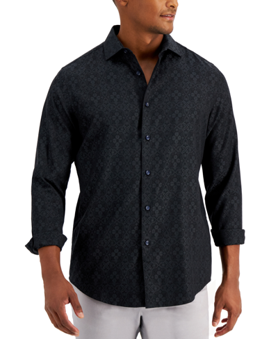 Shop Alfani Men's Regular-fit Medallion-print Shirt, Created For Macy's In Black
