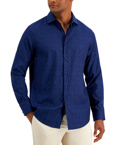 Shop Alfani Men's Regular-fit Medallion-print Shirt, Created For Macy's In Blue