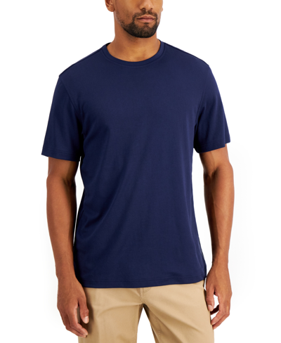 Shop Alfani Men's Solid Supima Blend Crewneck T-shirt, Created For Macy's In Blue